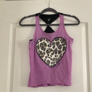 Justice Girls Tank top with leopard print heart size 10